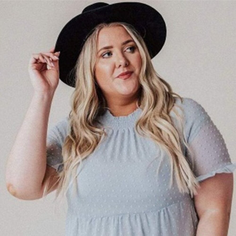 Plus Size Sheer Pale Blue Shirt